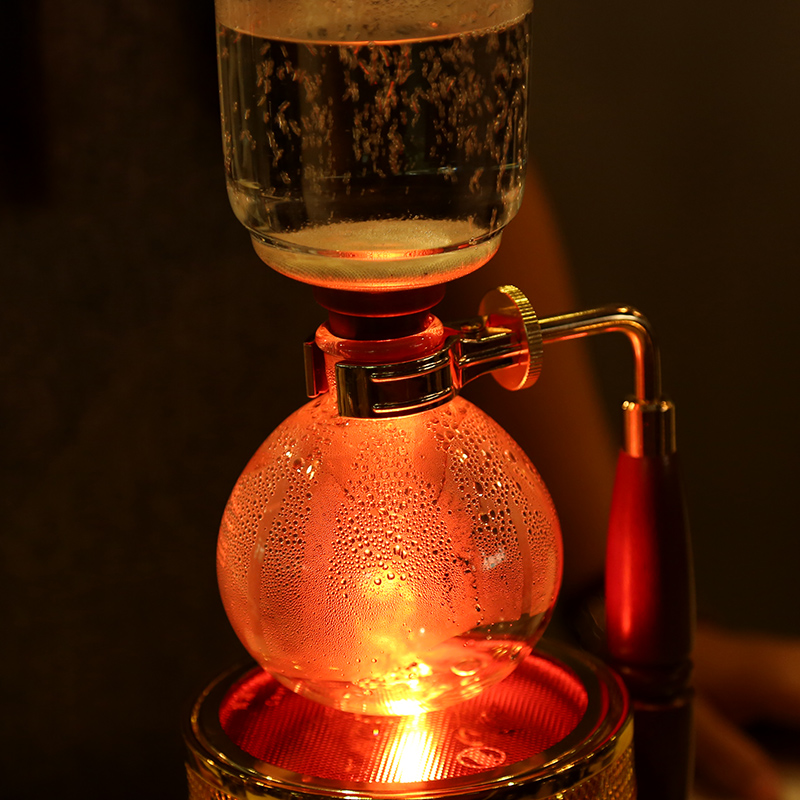咖啡衝煮器具：虹吸式咖啡機手動煮咖啡壺玻璃木手柄虹吸壺