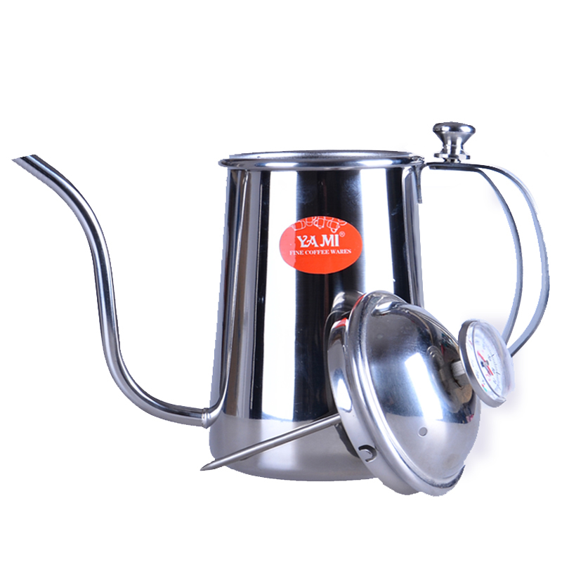 咖啡衝煮器具介紹：YAMI手衝咖啡壺帶溫度計細嘴壺咖啡沖泡壺