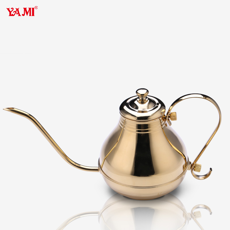 YAMI品牌咖啡衝煮器具：宮廷手衝細口咖啡壺304不鏽鋼長嘴滴濾