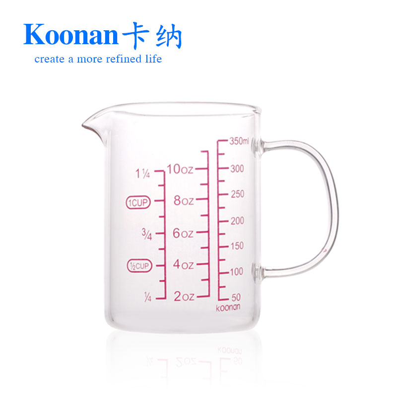 koonan卡納品牌：玻璃拉花杯量杯牛奶杯350ml 咖啡拉花打奶泡杯