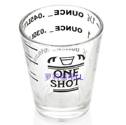 玻璃盎司杯 玻璃量杯 玻璃刻度杯咖啡器具 意式濃縮咖啡專用器具
