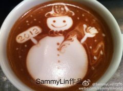 SammyLin咖啡拉花作品：雪人