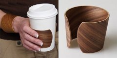 胡桃木咖啡杯套 可以當手鐲戴的咖啡杯套