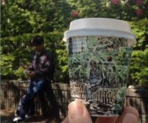 手動版 360 度全景圖，咖啡紙杯上的東京街頭隨寫
